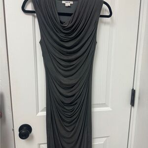 Helmut Lang Draped Sleeveless Dress in Charcoal